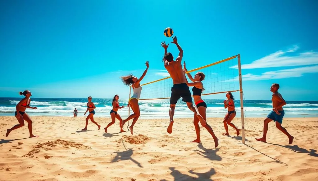 outdoor volleyball players