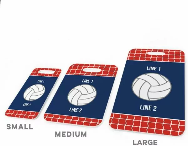 618Eh4SNjeL. AC SL1050 Volleyball Luggage & Bag Tag | Personalized Team with Volleyball | Standard Lines on Back | Medium | RED/Navy