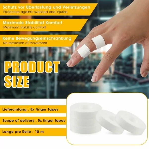 Extra Strong White 0.6-Inch x 32-feet Athletic Finger Tape for Outdoor Sports Climbing Volleyball Football Feet (5) - Image 3