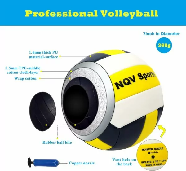 717XlWLAc6L. AC SL1500 NQV Professional Outdoor Volleyball Net Set - Adjustable 3 Levels Height Steel Poles, Anti-sag System, Volleyball, Pump, Boundary Line, and Carrying Bag for Backyard