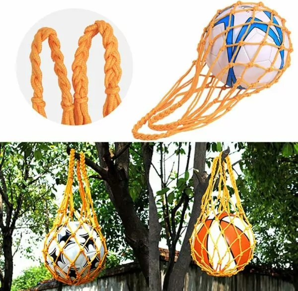 Durable Nylon Mesh Ball Storage Carrier Bag Soccer Football Basketball Sports Holder 2 Pack Black Fit 3 4 5 - Image 5