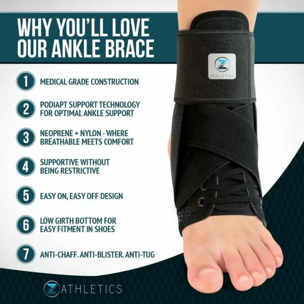 71IYLWyMm2L. SL1500 Z ATHLETICS Zenith Ankle Brace, Lace Up Adjustable Support – for Running, Basketball, Injury Recovery, Sprain! Ankle Support for Men, Women, and Children