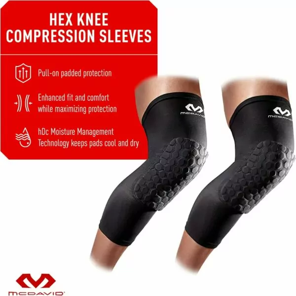 71MOreXB2EL. AC SL1500 Knee Compression Sleeves: McDavid Hex Knee Pads Compression Leg Sleeve for Basketball, Volleyball, Weightlifting, and More - Pair of Sleeves