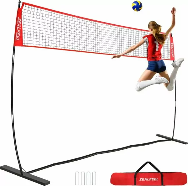 71XvtF0qt3L. AC SL1500 Volleyball Net, 12ft Volleyball Training Net Set Height Adjustable, Portable Freestanding Practice Net for Hitting or Serving Drills, Pop up Net with Carry Bag for Backyard or Outdoor User