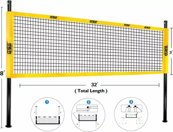 71Y9SuvMKzL. AC SL1500 GSE Games & Sports Expert Portable Volleyball & Badminton Combo Set with Net, 4 Badminton Rackets & 3 Birdies, Volleyball & Pump, Boundary Line, Carrying Bag (2 Styles Available)