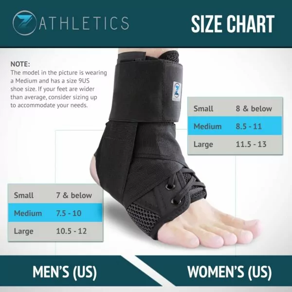 Z ATHLETICS Zenith Ankle Brace, Lace Up Adjustable Support – for Running, Basketball, Injury Recovery, Sprain! Ankle Support for Men, Women, and Children