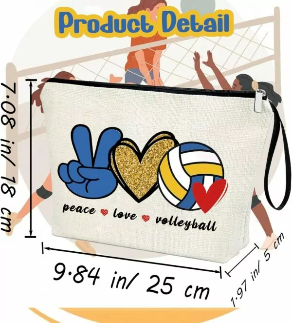 Volleyball Gifts Makeup Bag Fun Travel Cosmetic Bag Volleyball Player Travel Organizer Zipper Pouch for Volleyball Lover Sports Gifts for Girls Women Coach Team Mom - Image 2