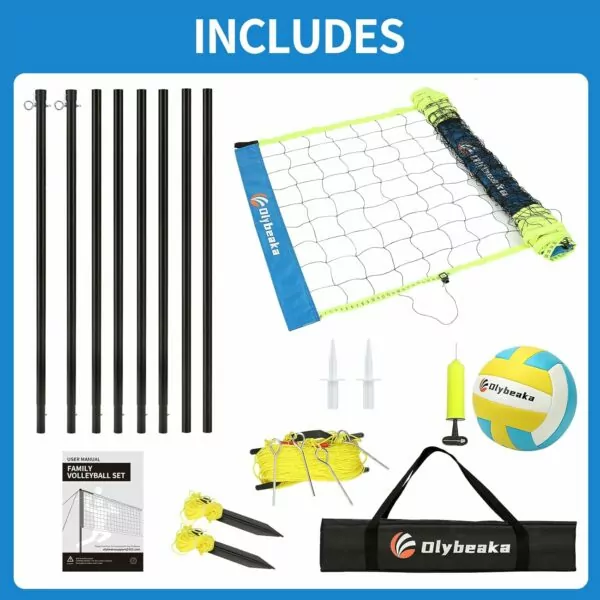 Portable Professional Outdoor Volleyball Net Set System with Adjustable Height Iron Poles, 32ft Scoring Clamps for Park, Beach, Lawn - Image 8