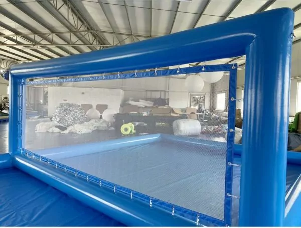 Inflatable Volleyball Pool Court: 33ft Blue Beach Net System for In-Ground Pools, Includes 800W Air Pump, Perfect for Adults and Kids Summer Carnival Parties - Image 5