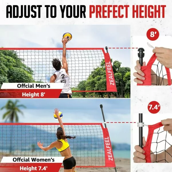 8174eT5K+fL. AC SL1500 Volleyball Net, 12ft Volleyball Training Net Set Height Adjustable, Portable Freestanding Practice Net for Hitting or Serving Drills, Pop up Net with Carry Bag for Backyard or Outdoor User