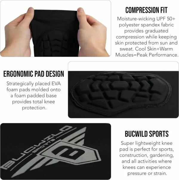 81BNGuqrq6L. AC SL1500 Bucwild Sports Compression Knee Pads for Basketball Volleyball Wrestling - Youth/Kids & Adult Sizes