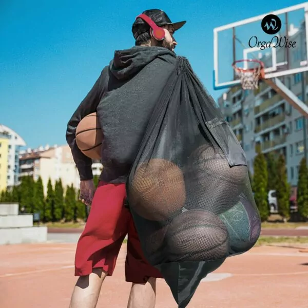 81BzTI30gTL. AC SL1500 OrgaWise Thickened Mesh Basketball Bag,Volleyball Ball Bag,Soccer Ball Net Bag,Drawstring Mesh Bag for balls,Soccer Ball Bag Mesh,Mesh Football Ball Bag,Mesh Gear Bag,Sports Ball Bag