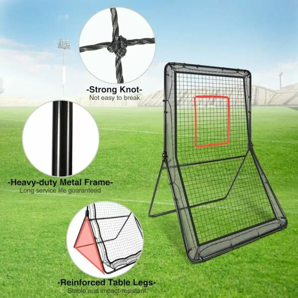 Adjustable Lineslife Lacrosse Rebounder Net with 5 Bounce Back Angles for Backyard Pitching Catching Throwing Baseball Softball Volleyball Tennis 6x4ft Throwback Target Carry Bag - Image 5