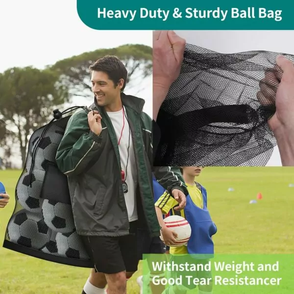 81HAlzdc+wL. AC SL1500 Heavy Duty Extra Large Soccer Ball Bag - 40"x30" Drawstring Mesh Storage Sack with Pocket for Coaches, Volleyball, Basketball, Gym Equipment, Swimming Gear