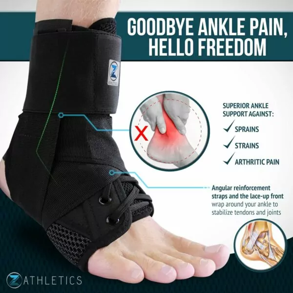 81HSbw4P L. SL1500 Z ATHLETICS Zenith Ankle Brace, Lace Up Adjustable Support – for Running, Basketball, Injury Recovery, Sprain! Ankle Support for Men, Women, and Children