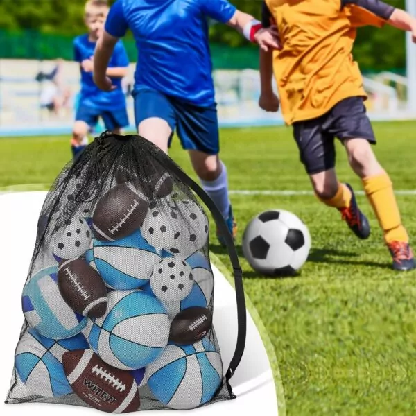 Large Extra Mesh Sports Ball Bag with Adjustable Shoulder Strap for Soccer Basketball Football Volleyball Gym Equipment 30 x 40 Inches - Image 6