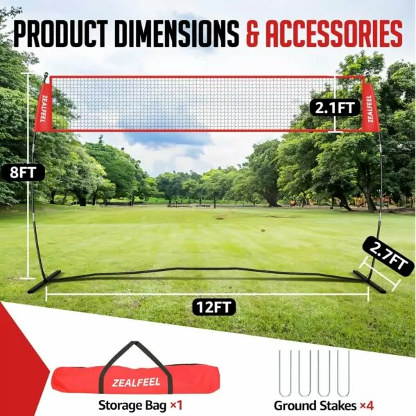 81Lppa53cFL. AC SL1500 Volleyball Net, 12ft Volleyball Training Net Set Height Adjustable, Portable Freestanding Practice Net for Hitting or Serving Drills, Pop up Net with Carry Bag for Backyard or Outdoor User