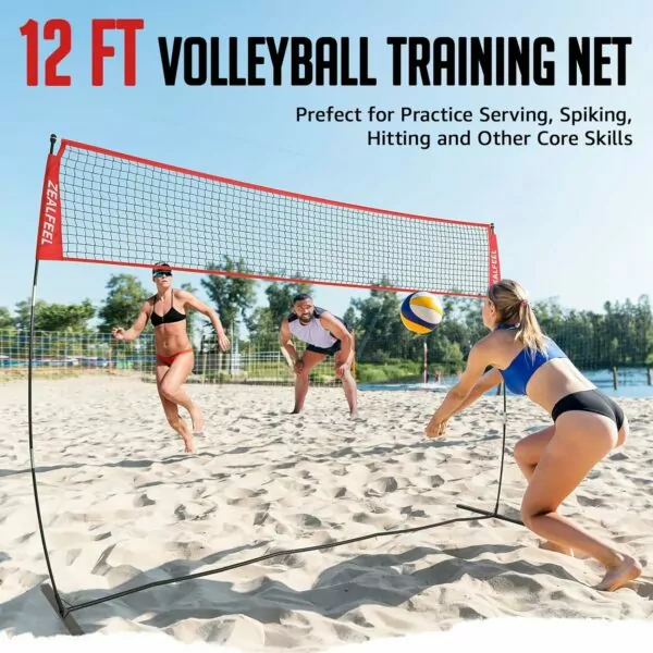 81cgWXsDknL. AC SL1500 Volleyball Net, 12ft Volleyball Training Net Set Height Adjustable, Portable Freestanding Practice Net for Hitting or Serving Drills, Pop up Net with Carry Bag for Backyard or Outdoor User