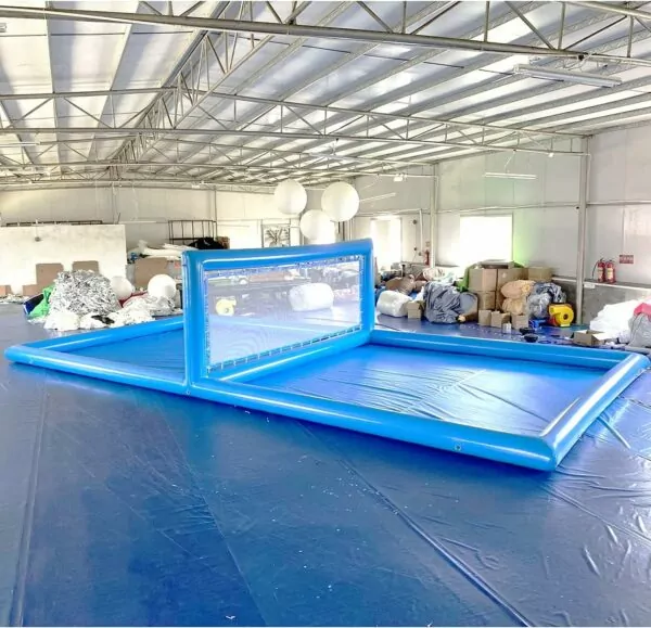 Inflatable Volleyball Pool Court: 33ft Blue Beach Net System for In-Ground Pools, Includes 800W Air Pump, Perfect for Adults and Kids Summer Carnival Parties - Image 4