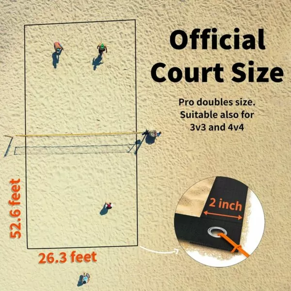 81mSWw2cvsL. AC SL1500 Beach Volleyball Lines for Sand - Portable 2 inch Boundary Lines Set for Outdoor + Sand Anchors and Net Bag. Official Court Size Dimensions (26.3' x 52.6')