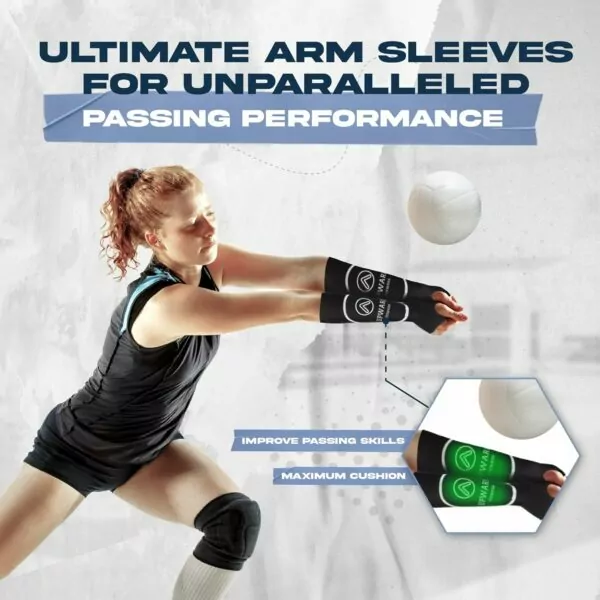 Comfortable Volleyball Arm Sleeves with Passing Forearm Protection Pads Thumbhole Design - Image 4