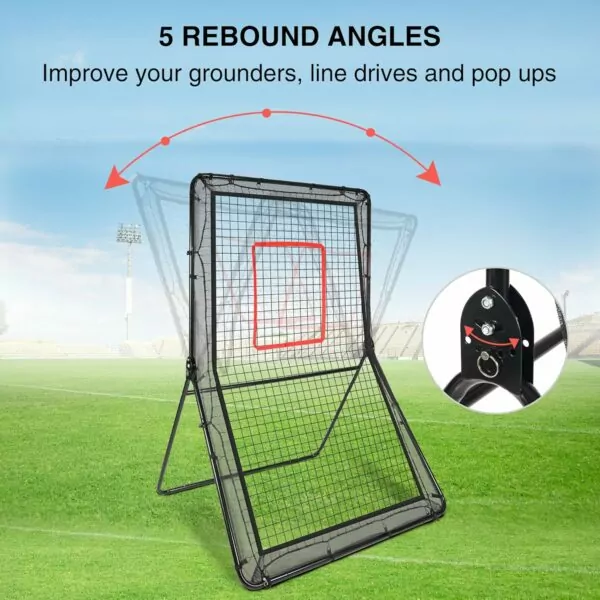 Adjustable Lineslife Lacrosse Rebounder Net with 5 Bounce Back Angles for Backyard Pitching Catching Throwing Baseball Softball Volleyball Tennis 6x4ft Throwback Target Carry Bag - Image 3