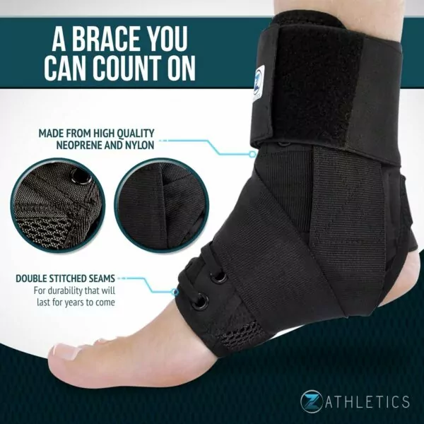 81qn4pop4TL. SL1500 Z ATHLETICS Zenith Ankle Brace, Lace Up Adjustable Support – for Running, Basketball, Injury Recovery, Sprain! Ankle Support for Men, Women, and Children