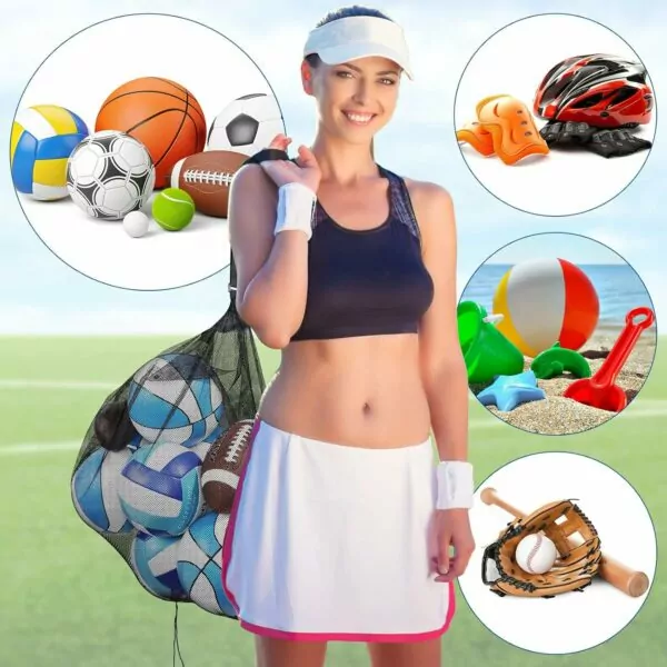 Large Extra Mesh Sports Ball Bag with Adjustable Shoulder Strap for Soccer Basketball Football Volleyball Gym Equipment 30 x 40 Inches - Image 5