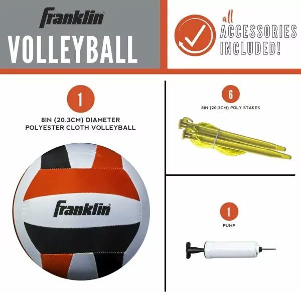 81rolZ6RsmL. AC SL1500 Franklin Sports Outdoor Volleyball Net Sets - Beach + Backyard Portable Volleyball Net with Poles - Complete Outdoor Volleyball Sets with Net + Volleyball Included