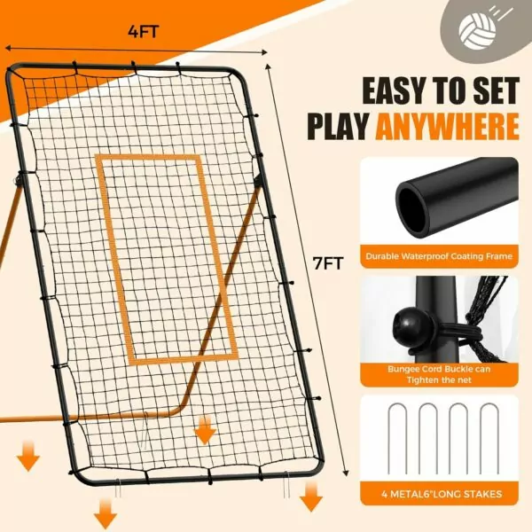 81tbWEm6F1L. AC SL1500 Adjustable Volleyball Rebounder Net-Portable 7x4 ft Training Equipment for Spike and Smash Practice-5 Rebound Angles Custom Target Area for Volleyball Sports Training Practice