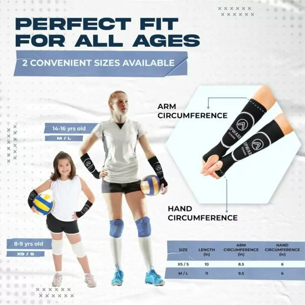 Comfortable Volleyball Arm Sleeves with Passing Forearm Protection Pads Thumbhole Design - Image 6