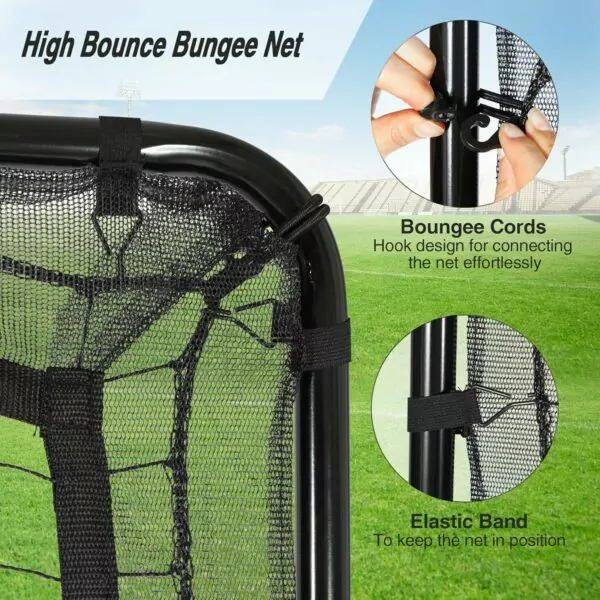 Adjustable Lineslife Lacrosse Rebounder Net with 5 Bounce Back Angles for Backyard Pitching Catching Throwing Baseball Softball Volleyball Tennis 6x4ft Throwback Target Carry Bag - Image 6