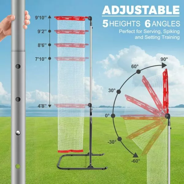 Adjustable Height Volleyball Setter Training Net for Indoor/Outdoor Use - Spiking, Serving, and Setting Practice Equipment - Image 4