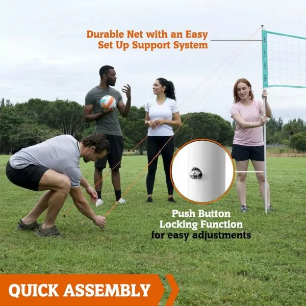 91K1JkTDsBL. AC SL1500 Hall of Games Outdoor Volleyball Net and Carrying Bag Set with Adjustable Steel Poles and Official Size Volleyball Perfect for Parties