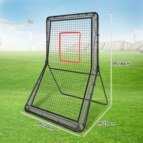 Adjustable Lineslife Lacrosse Rebounder Net with 5 Bounce Back Angles for Backyard Pitching Catching Throwing Baseball Softball Volleyball Tennis 6x4ft Throwback Target Carry Bag - Image 2