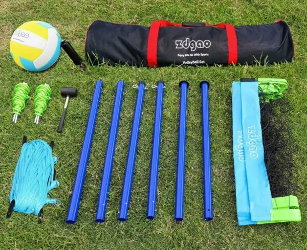 ZDGAO Volleyball Net System: Outdoor Portable Set with Adjustable Height Poles, Soft Volleyball, Pump, Hammer, Boundary Line, and Carry Bag for Backyard, Beach, and Lawn - Image 6