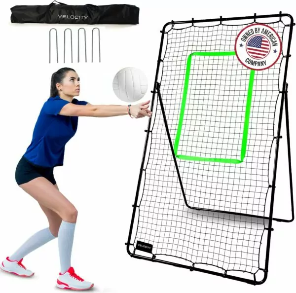 Adjustable Volleyball Rebounder Net 7x4 ft – Training Equipment with Angle Customization for Practicing Volleying, Bumping, Spiking – Durable & Portable with Travel Bag, Improve Skills