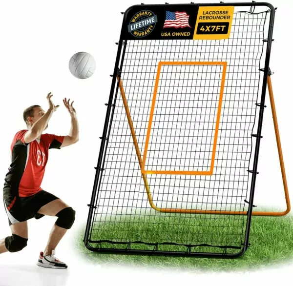 Adjustable Volleyball Rebounder Net-Portable 7x4 ft Training Equipment for Spike and Smash Practice-5 Rebound Angles Custom Target Area for Volleyball Sports Training Practice