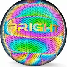 BRIGHT The Luminous Volleyball | Reflective | Holographic | Glow in The Dark Volleyball | for All Ages | Unisex White/Black/Pink/Blue/Yellow | Size 5