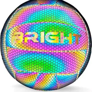 BRIGHT The Luminous Volleyball | Reflective | Holographic | Glow in The Dark Volleyball | for All Ages | Unisex White/Black/Pink/Blue/Yellow | Size 5