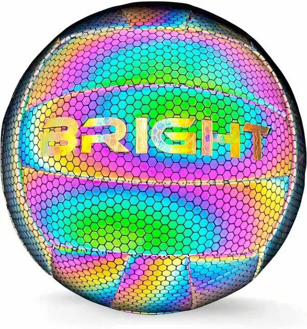 BRIGHT The Luminous Volleyball | Reflective | Holographic | Glow in The Dark Volleyball | for All Ages | Unisex White/Black/Pink/Blue/Yellow | Size 5