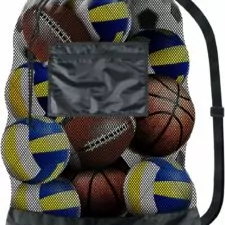 BROTOU Extra Large Sports Ball Bag Mesh Socce Ball Bag Heavy Duty Drawstring Bags Team Work for Holding Basketball, Volleyball, Baseball, Swimming Gear with Shoulder Strap