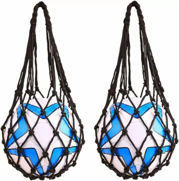 Basketball Net Bag Soccer Football Mesh Storage Sports Ball Holder Nylon Carry Bag Durable Single Ball Carrier 2 Pack Black Fit Ball 3 4 5