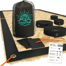 Beach Volleyball Lines for Sand - Portable 2 inch Boundary Lines Set for Outdoor + Sand Anchors and Net Bag. Official Court Size Dimensions (26.3' x 52.6')