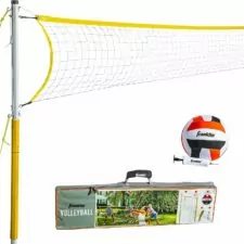 Franklin Sports Outdoor Volleyball Net Sets - Beach + Backyard Portable Volleyball Net with Poles - Complete Outdoor Volleyball Sets with Net + Volleyball Included