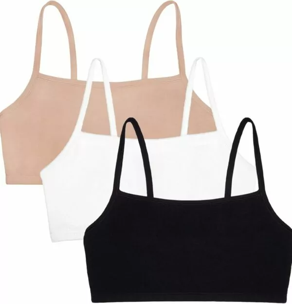 Fruit of the Loom Women's Spaghetti Strap Cotton Pull Over 3 Pack Sports Bra