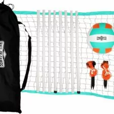 Hall of Games Outdoor Volleyball Net and Carrying Bag Set with Adjustable Steel Poles and Official Size Volleyball Perfect for Parties