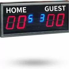 Indoor Score Keeper, Electronic Ping Pong Scoreboard with Wireless Remote Control, 6 Digits Score Unit with Round Scores 0-99 in Red and Match Scores 0-9 in Blue, Tabletop & Wall Mount