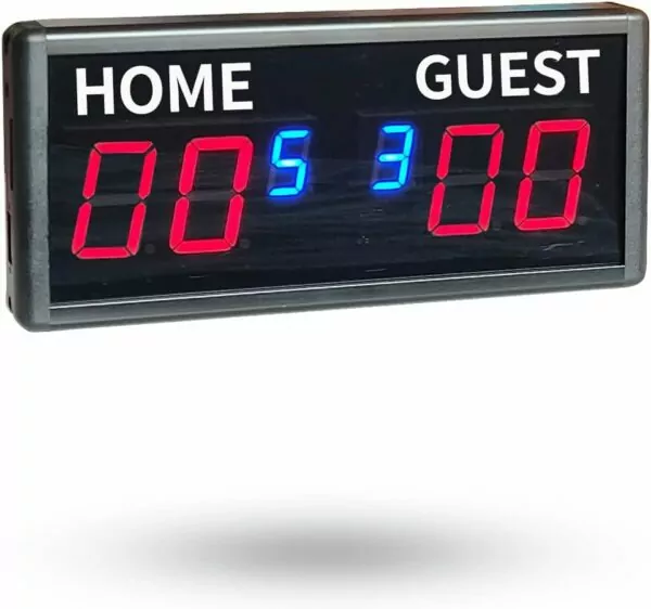 Indoor Score Keeper, Electronic Ping Pong Scoreboard with Wireless Remote Control, 6 Digits Score Unit with Round Scores 0-99 in Red and Match Scores 0-9 in Blue, Tabletop & Wall Mount