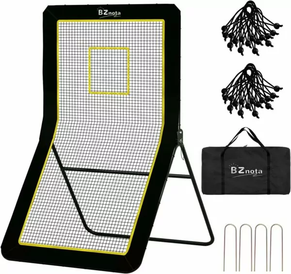 Lacrosse Rebounder for Backyard, Rebounder Lacrosse Volleyball Bounce Back Net with Neon Target to Practice Lacrosse Volleyball Baseball and Soccer Rebound